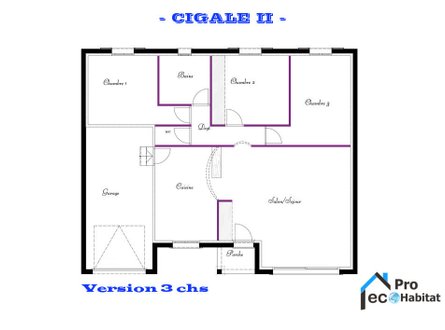 Plan du modele Cigale 2 version 3 chambres